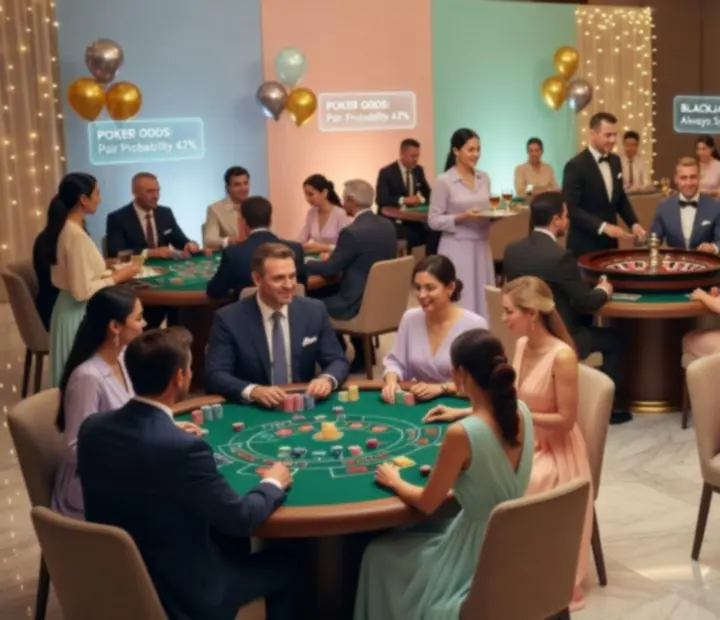 Casino party z uczestnikami przy stołach